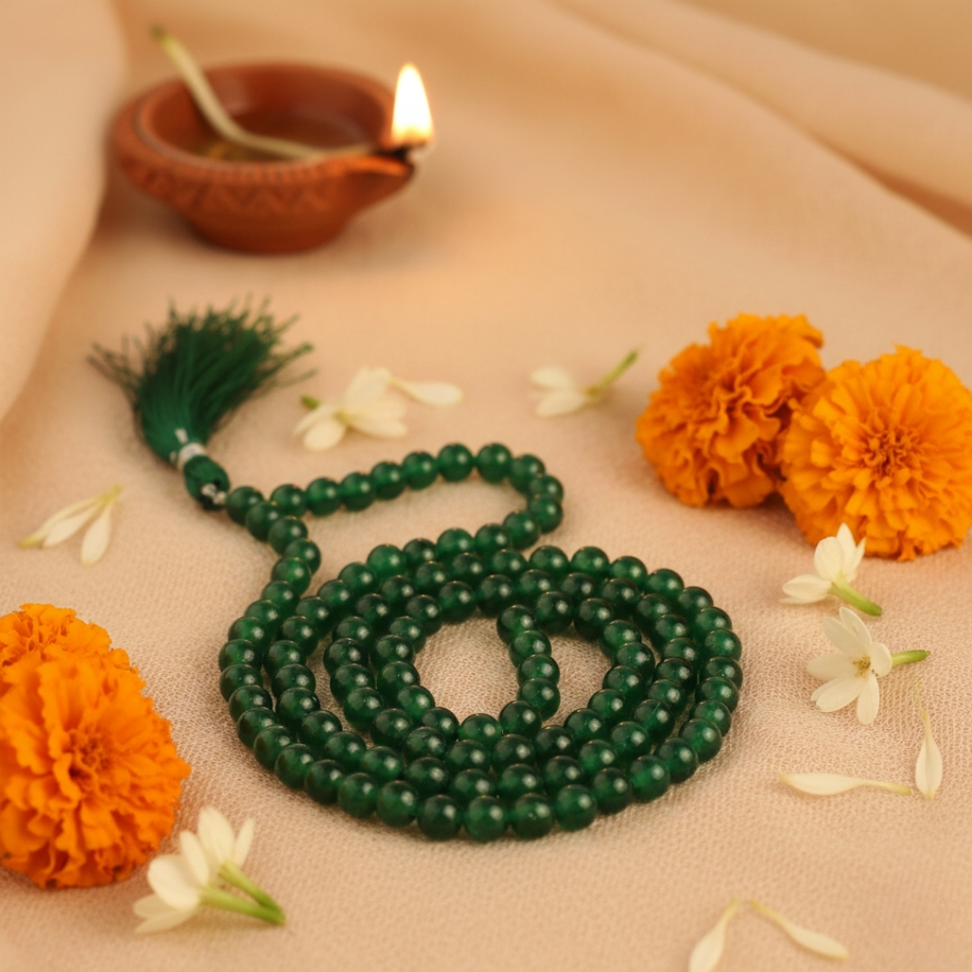 Green Hakik- Green Agate Mala